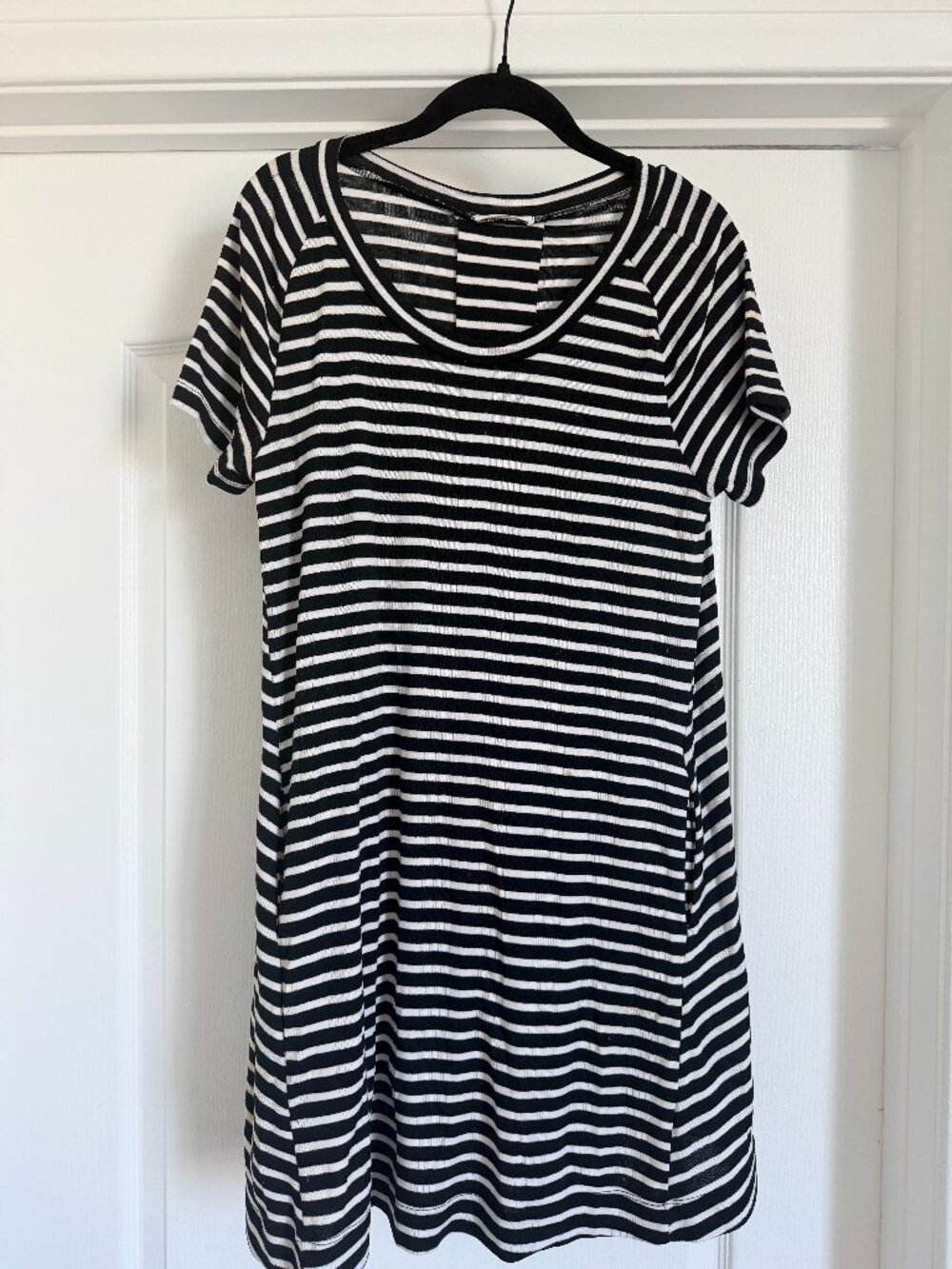 Lush Black White Striped T-Shirt Dress Small